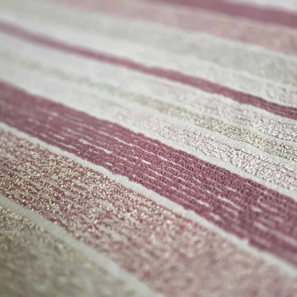 Vintage Pink Chenille Bedspread 101x90 Striped Fringe Cottage Full Queen